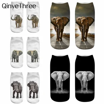 Re 3D Shtypjen Qesharake Elefant Çorape Unisex Bukur të Shkurtër Kyçin e këmbës Goditje të Rastit Sokken Hip-Hop Modës e Grave Dropship
