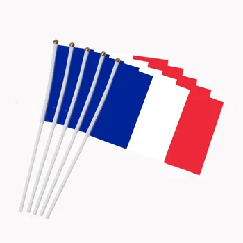 14x21cm 5pcs francez flamurin dorë të mbanin flamuj me Plastike Flagpoles Aktivitet paradë Sportive Dekorimin e Shtëpisë NN012