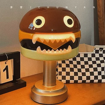 Krijues Hamburger Tabela Llambë Markë Të Modës Dizajn Cartoon Përbindësh Hamburger Natën Dritë Atmosferë Të Lehta Stolitë Dekor Në Shtëpi