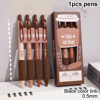 1 Cope Fasule Kafe Xhel Stilolaps Vendosur të Butë Bukë Kontakt 0.5 mm Stilolaps Ngjyrë të Zezë Bojë Për të Shkruar Zyra e Shkollës Rastit Ngjyra