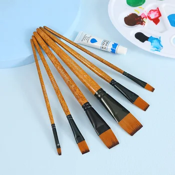 Banesë Me Bojë Furçë Të Vendosur Vaj Pikturë Furçë Druri Druri Të Trajtojë Najloni Flokët Vaj Watercolor Akrilik Stilolaps Furnizimet E Artit