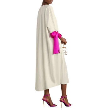Yeezzi Femër Elegante Hark Kontrast Me Ngjyra Të Rrumbullakët-Qafë Partia Në Mbrëmje Dress 2023 Verës Formale Dasmës Midi Veshje Për Femra
