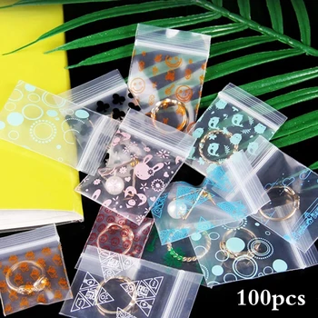 100Pcs/Shumë 4x5cm Bllokohet Qese Transparente Plastike Zinxhir të Shtypura Çanta Për Ruajtjen e Ushqimit Bizhuteri Paketimit Pouches Bukur Mini Zip