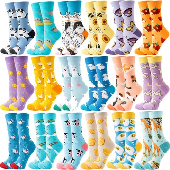 E Bukur Gratë Çorape Cartoon Ushqimit Të Kafshëve Fruta Çorape Kawaii Qesharake Modës Çorape Të Lumtur Harajuku Rastësor Çorape Vjeshtë E Pranverë Çorape