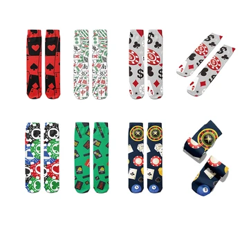 Çorape Pambuku Qesharake Poker Card Tub Çorape Compression Modës Përzier Pambuku Dimrit Ngrohtësi Qesharake Femra Goditje Me Cilësi Të Lartë Unisex