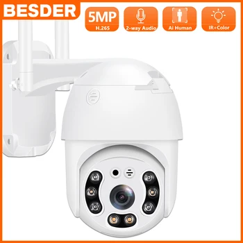 BESDER FHD 5MP 3MP Kamera IP PTZ WiFi H. 265 P2P Zbulimin Lëvizje Automatike Ndjekja 1080P Wireless Outdoor Video Kamera Survejimi