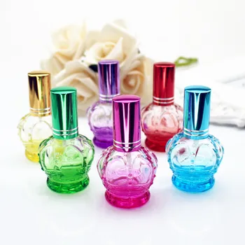 1PC 12ml Ngjyra Kurorë Bosh Xhami Parfum Shishe Mostër të Vogël Portativ Parfume Refillable Parfum Spërkatës Shishe