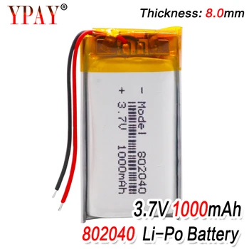 1/2/4x 3.7 v Rechargeable 802040 Li Jon Polimer Litium Bateri Pcb Pagesë Mbrojtur Lipo Li-polymer 1000mAh Zëvendësimin e Qelizave