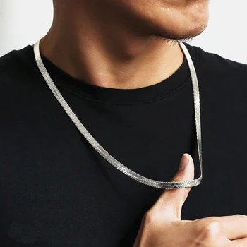 Vnox Themelore Gjarpër Zinxhir Necklaces për Burrat Bizhuteri, Çelik inox 5.6 mm Gjerësia Choker Jakë Dhuratë, 50/60 cm