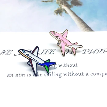Krijues Cartoon Aeroplan Smalt Këmbët Blu E Rozë Airliner Karficë Kapiten Simbol Të Modës Bukur Jakë Xhakete Bizhuteri Dhuratë Për Fëmijët E Miqve