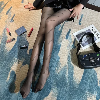 Grave Stockings të Lartë të përfundojë Letër të Zezë Stockings Pranverë, Vjeshtë Dhe Verës Hollë Stil Rrugë të Modës Sexy Luksoze Zi Pantyhose