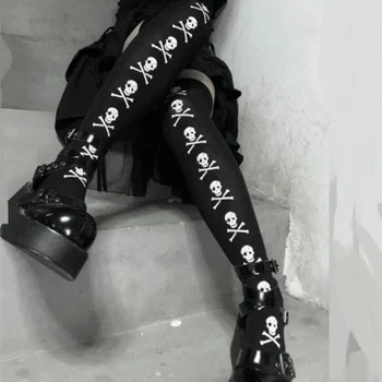 Kafkës Bat Gotik Errët Gjatë Sexy Stockings Gratë spider Harajuku Emo Alternative Triko të Brendshme të Lëkurës Kofshë të Lartë Garters Hosiery