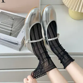 Vera e Hollë Femra Çorape JK Lolita Vajzat Kawaii Bukur Xhingla të Ngacmoj Çorape Grave Uritur Nga Rrjetë Breathable Dantella të Lirshme të Gjatë Çorape