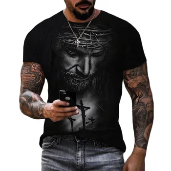 Jezu Krishti T-shirt Burra Gra të Verës Modës Rastësor Mëngë të Shkurtra e të Ftohtë 3D Printimi T Shirt Harajuku Streetwear të Tepërt në Krye 6XL