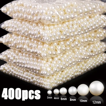 3-12mm Perla Imitim ABS Plastike Topin Beaded Bizhuteri Pajisje të punuar me dorë DIY Necklaces Byzylyk të Bardhë ngjyrë Bezhë Bizhuteri Gjetjet