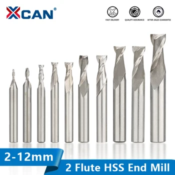XCAN HSS Metalike Prestar 2 Flaut Mulliri Prestar 2-12mm HSS Fund Uzinë Alumini Mulliri Mjet Makinë CNC Router Pak
