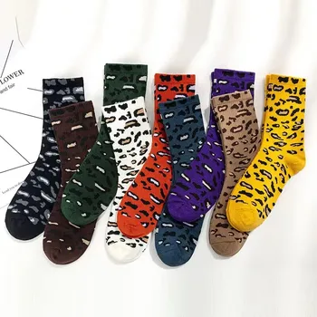 1 Palë Çorape Grave Korean Stil Sexy Leopard Shtyp Çorape Pambuku Harajuku Vintage Streetwear Rastësor Femra Kawaii Bukur Ekuipazhit Çorape