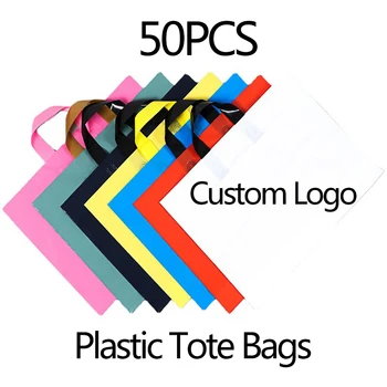 50pcs Plastike Qese Ngarkesë Reklamat Dhuratë e Paketimit Çanta Veshje Dyqan me Qese Fëmijët Rroba Pazar, Çanta Shtypjen Logo